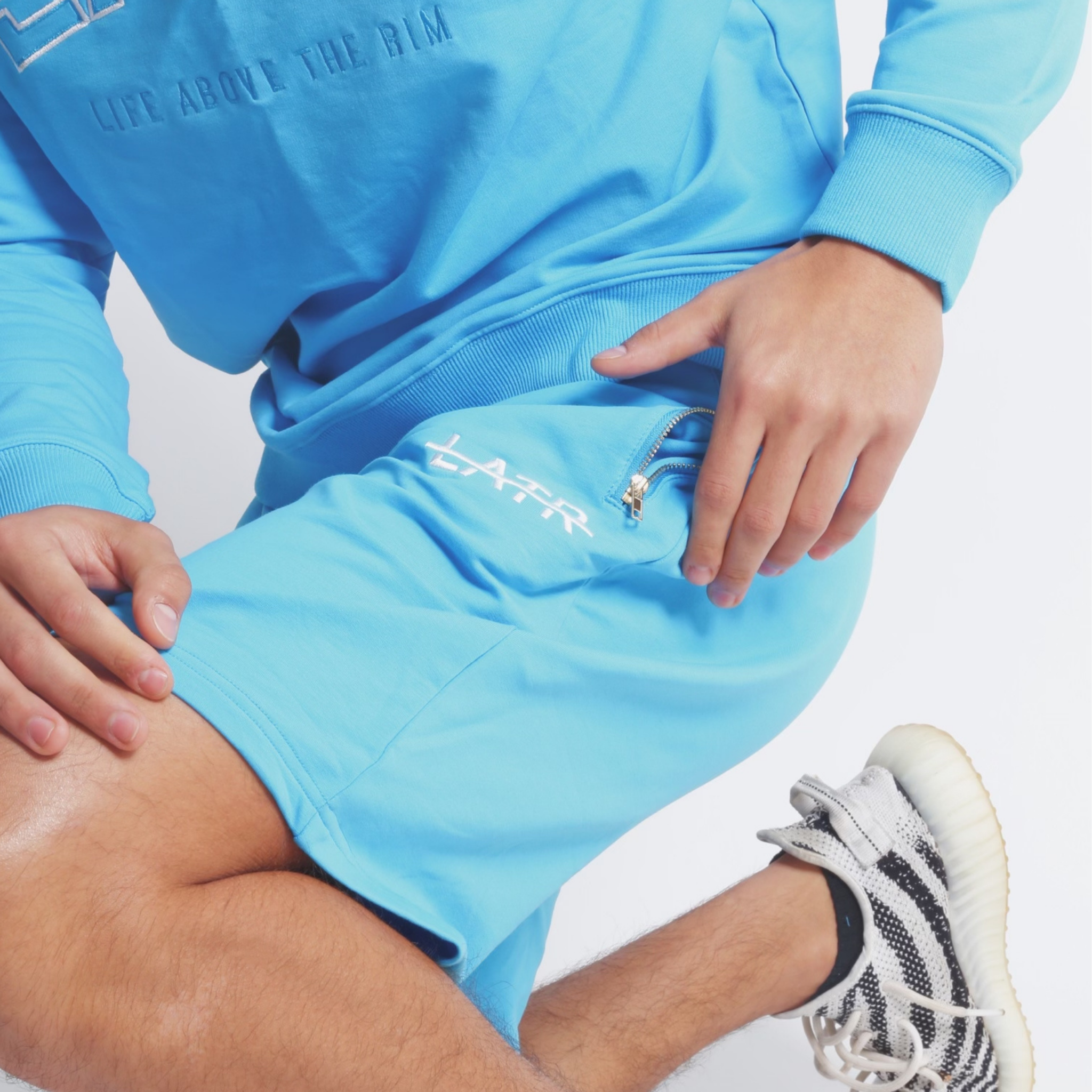 Blue Comfort Flex French Terry shorts | LATR – lifeabovetherim.co